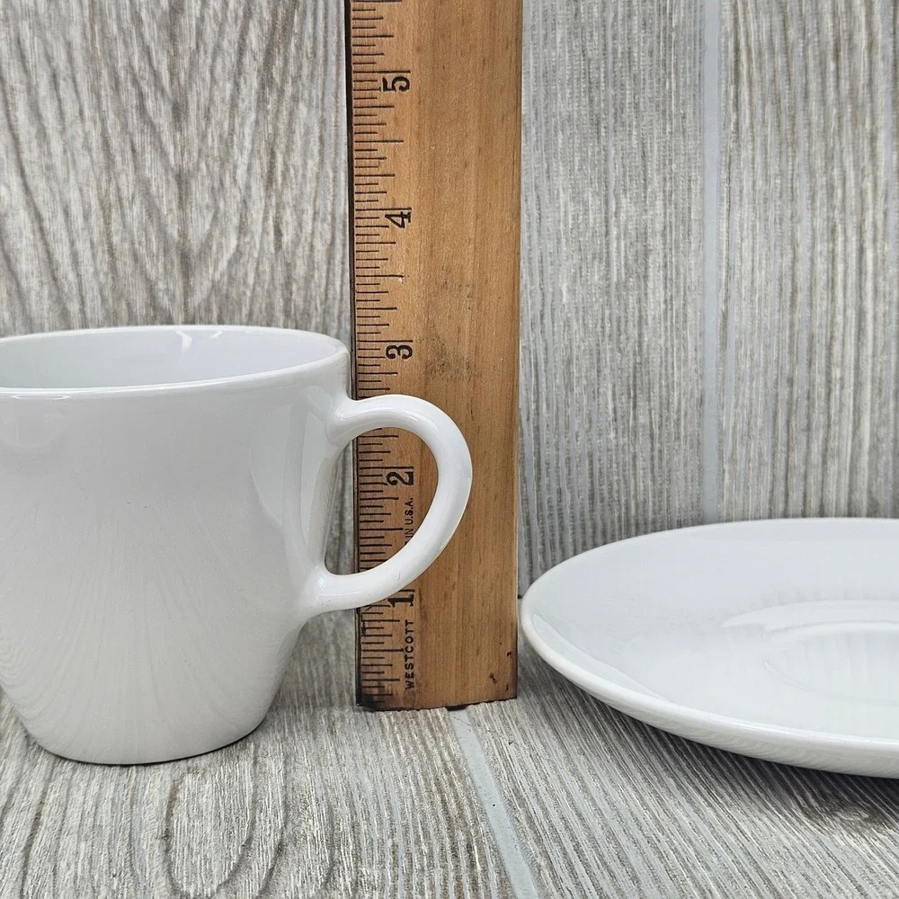 Centura by Corning Corelle White Coupe Discontinued Coffee Cup and Saucer Set 6
